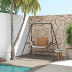 Outsunny Steel Hammock and Egg Chair Stand with A-Shaped Legs and Single and Double Hooks, 178 x 143 x 180 cm, Black