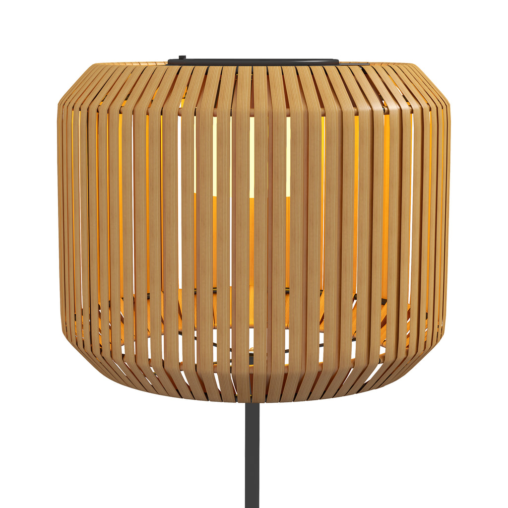 Solar Garden Lamp with LED Lighting, in Steel and PE Rattan, Ø34x130 cm, Yellow