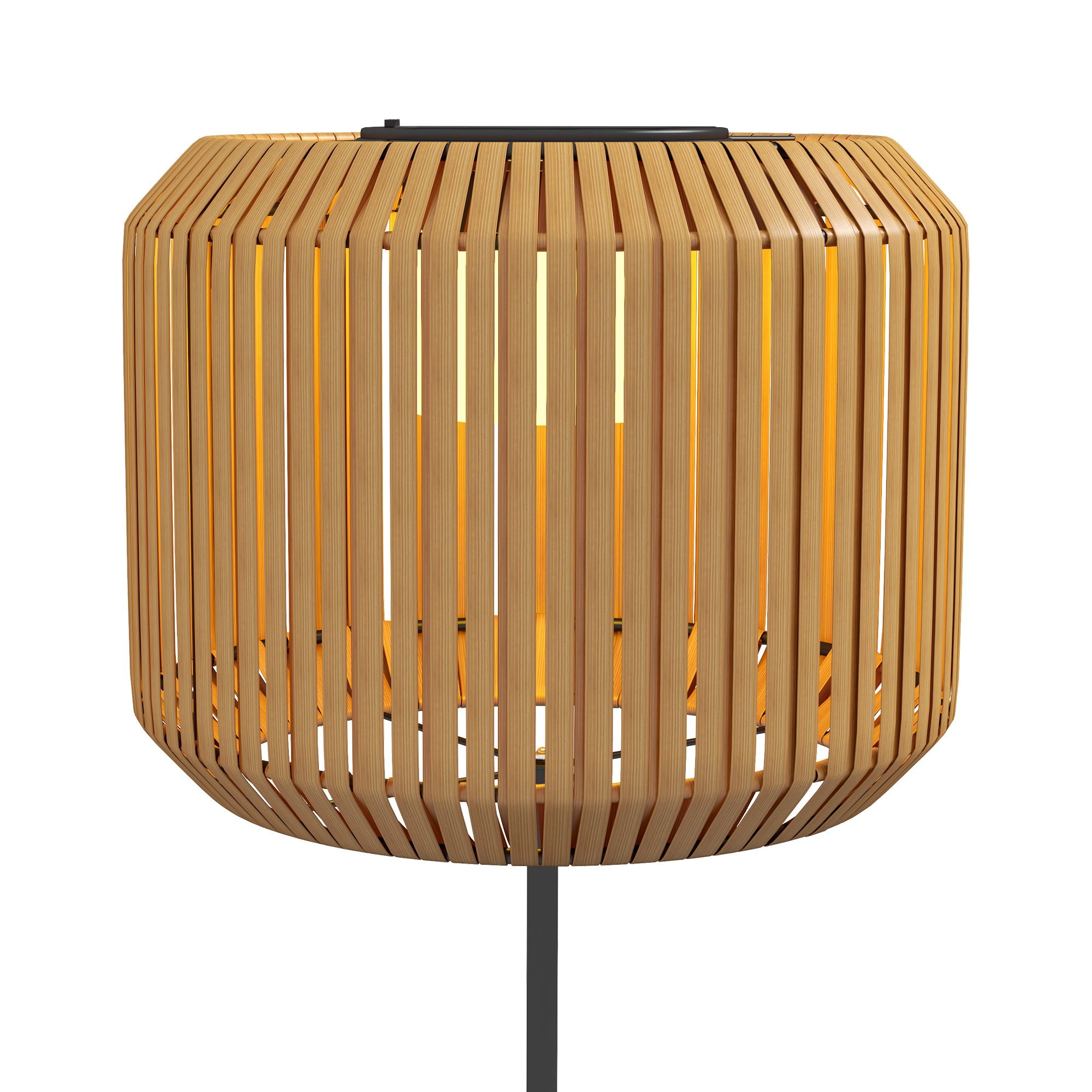 Solar Garden Lamp with LED Lighting, in Steel and PE Rattan, Ø34x130 cm, Yellow