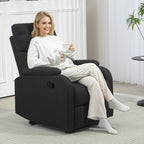 Manual Reclining at 60° with Extra Padded Fabric Chair and Footrest, Black