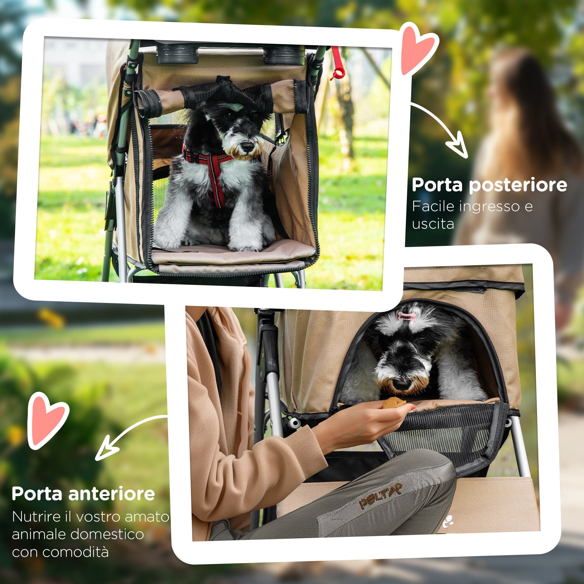 Foldable Dog Stroller for Small and Mini Dogs with Basket and Cup Holder, 75x46x94 cm, Coffee