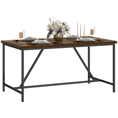 Industrial Style Dining Table for 6 People in Wood and Steel, 150x80x75 cm, Brown