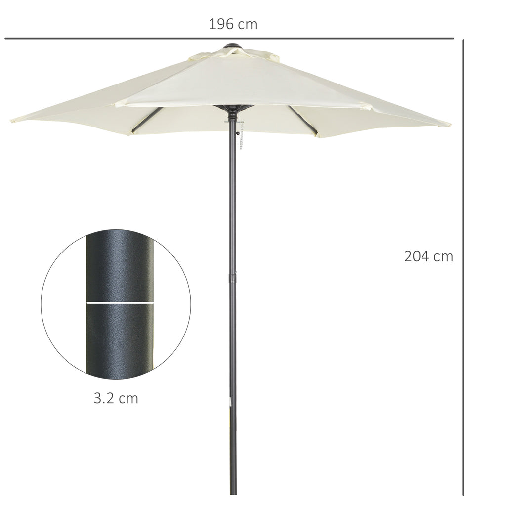 Outusnny Garden Umbrella 2x2m Round with Central Aluminum Pole, Beige - Borgè