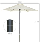 Outusnny Garden Umbrella 2x2m Round with Central Aluminum Pole, Beige - Borgè
