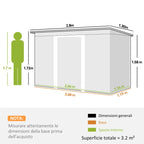 Steel Sheet Garden Tool Shed, Steel Garden Storage Shed with Sliding Doors, 280x130x172cm, Light Green