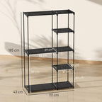 Portable Wardrobe with 2 Rods and 6 Shelves, in Non-Woven Fabric, Plastic and Steel, 111x43x185 cm, Black