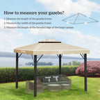Replacement Canopy for Garden Gazebo 3x3m with 2-Tier Roof in Beige Polyester