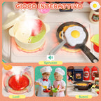 Toy Kitchen for Children 3-6 Years with 92 Accessories, in PP, PE and ABS, 44.5x24x79 cm, Green