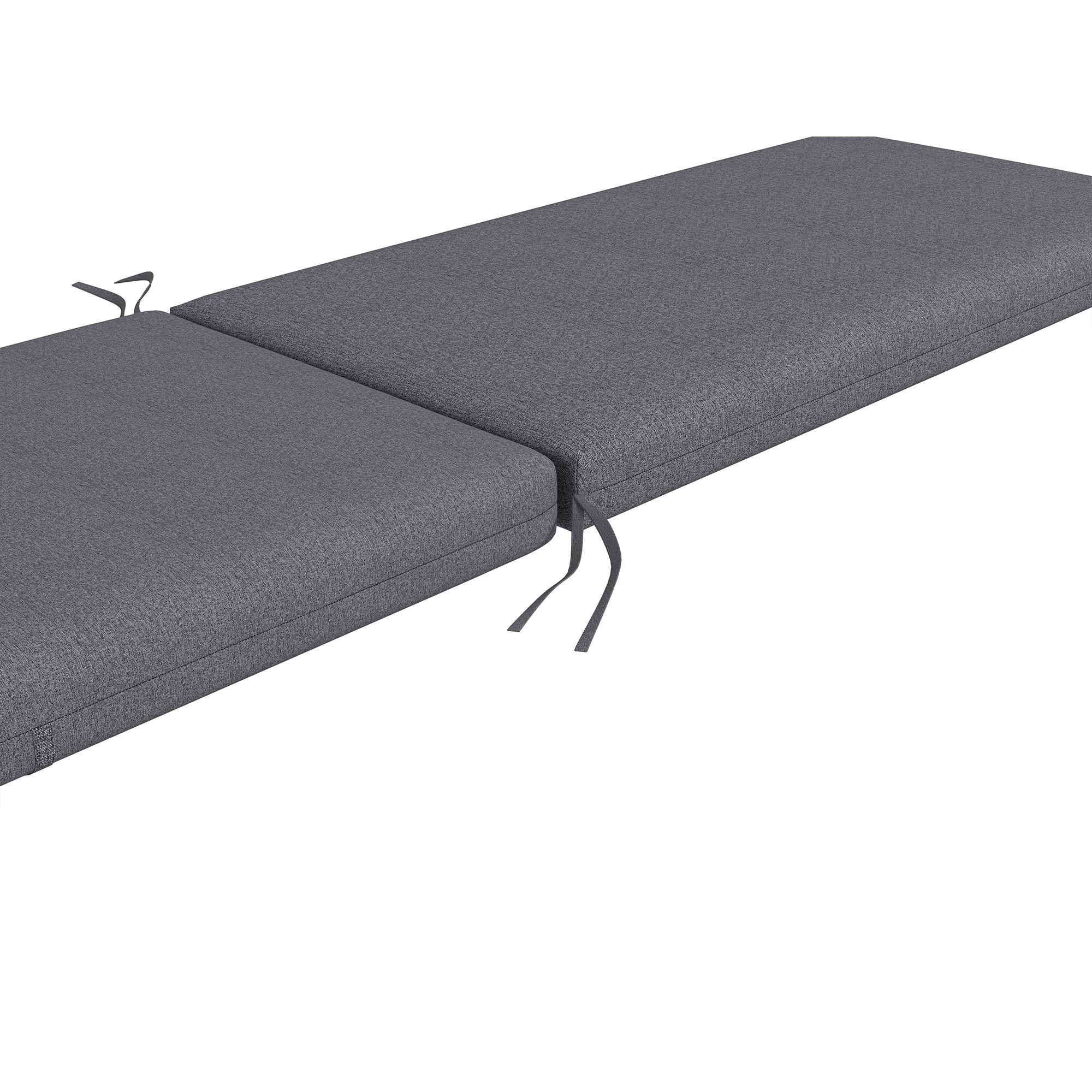 Outsunny Set of 2 Outdoor Chair Cushions with Ties and 2 Pads, in Polyester and Cotton, 190.5 x 58.4 x 7 cm, Grey
