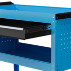Tool Cart with Side Handle, Drawer and 3 Steel Shelves, 82x35x76 cm, Blue