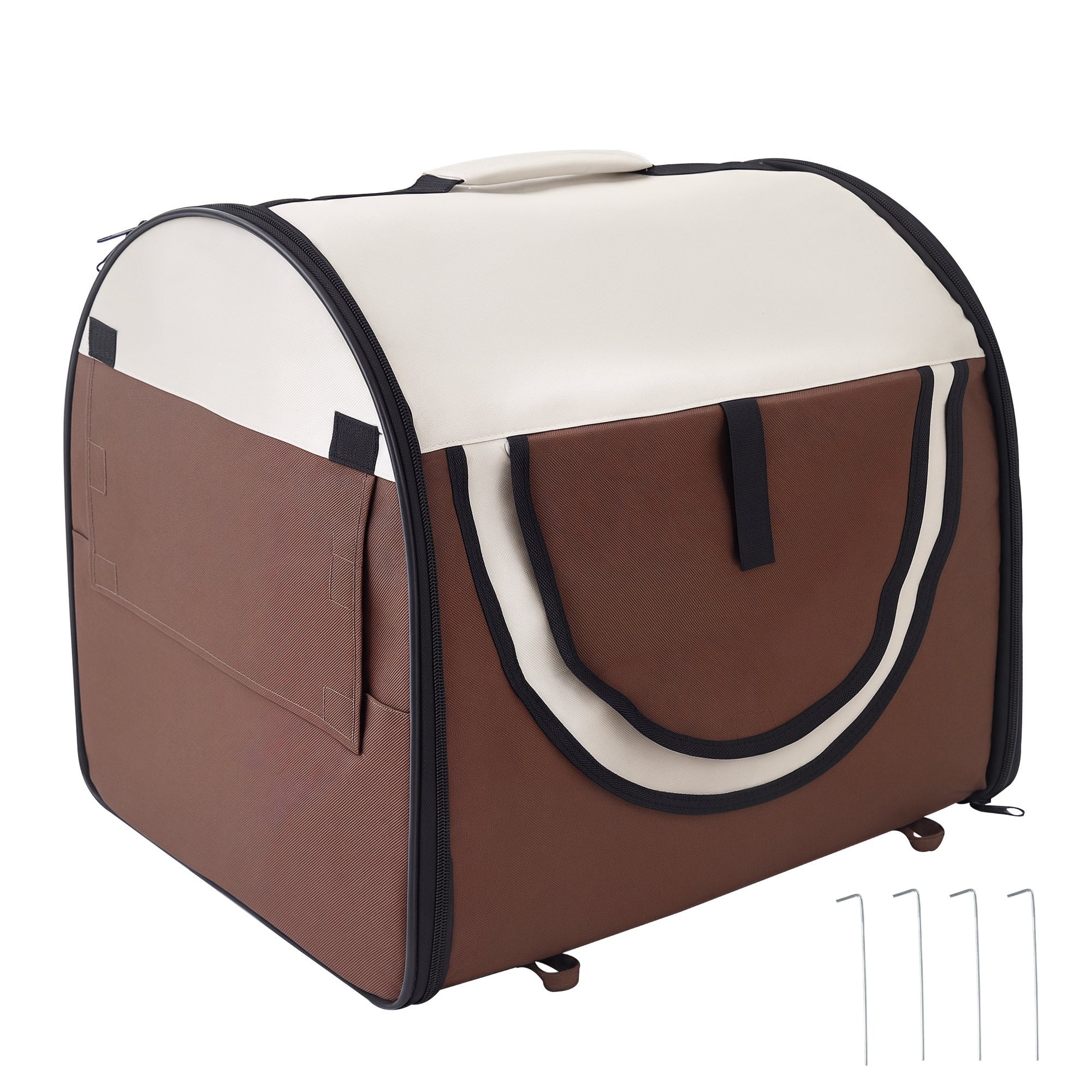 Foldable Pet Carrier, 61x46x51cm, Coffee