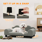 Dog Sofa with Supportive Armrests, Wood and French Terry Fabric, 66x42x28.5 cm, Grey