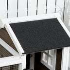 Indoor and Outdoor Wooden Hutch with Wheels, House, Opening Roof and Tray, Brown