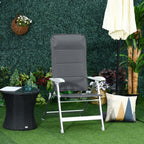 Folding Fishing Chair with Armrests and Adjustable Backrest, in Aluminum and Polyester, 75x61.5x76-115 cm, Gray