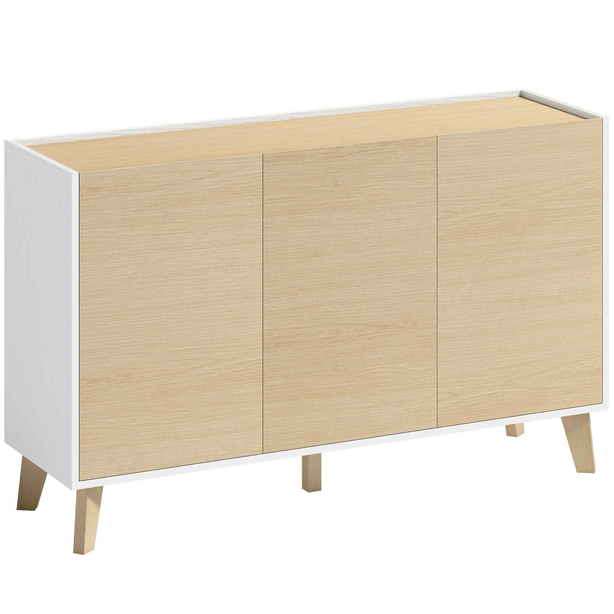 HOMCOM 120cm Soft-Close Sideboard with Wood and White Effect