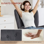 Swivel Lounge Chair with Velvet Armrests, Rocking and Adjustable Height, Dark Grey