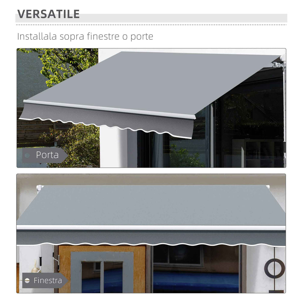 Outsunny 3x2.5m Roller Awning for Doors and Windows, in Aluminum and Anti-UV Polyester, Gray