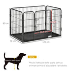 Metal Dog Kennel with Door and Bottom Tray, 125x78x80cm, Grey