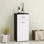 Bathroom Cabinet with Drawer and Wooden Cabinet, 35x30x77.5cm, Black and White