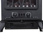 Electric Fireplace with Flame Effect Retro Style, 1000-2000W Thermostat and Adjustable Light, Black