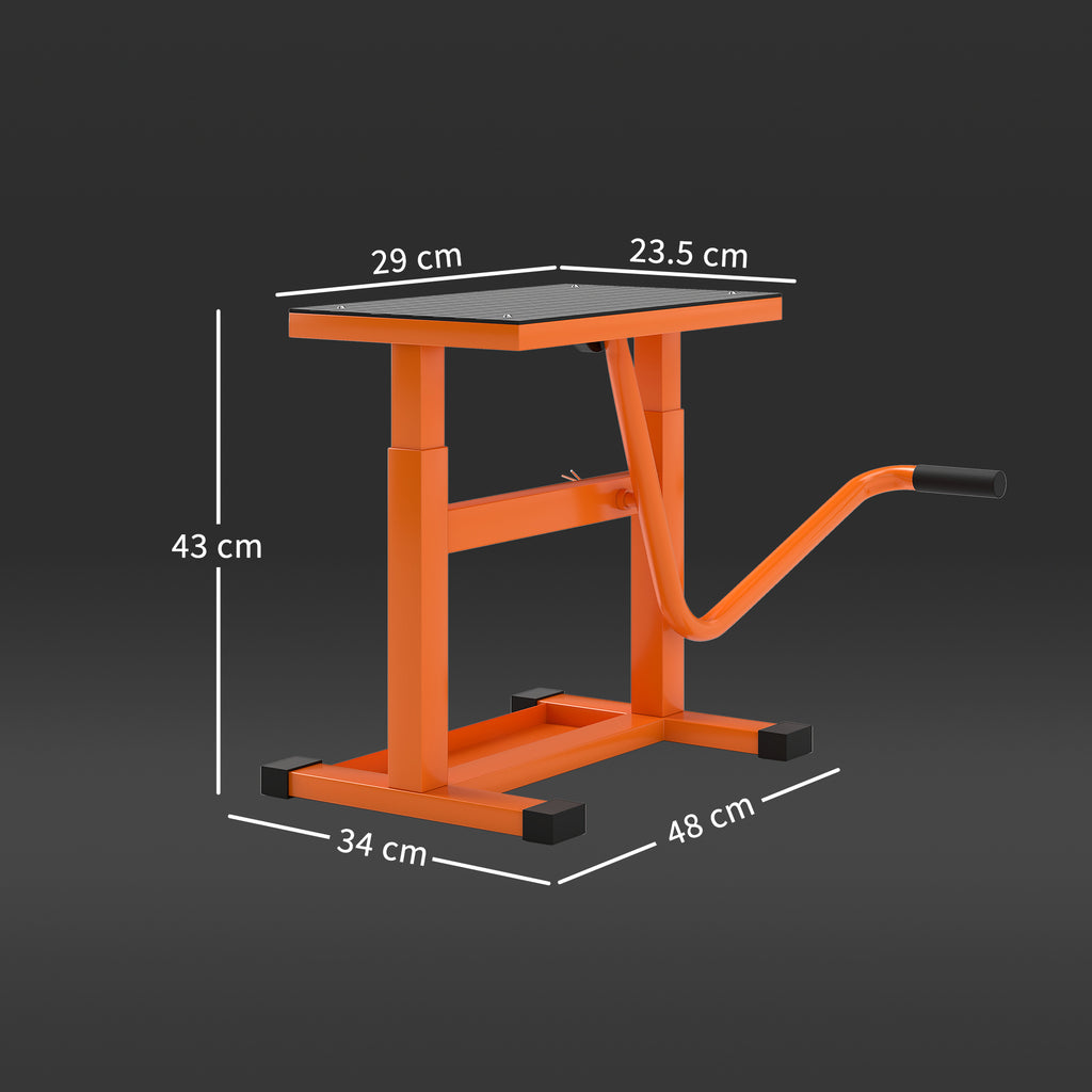 Motorcycle Stand Max 150 kg in Metal with Rubber Surface and Crank, 48x34x43 cm, Orange
