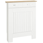 Anti-Tip Slatted Radiator Cover with Drawer, Wooden, 78x19x97 cm, White