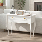 Dressing Table and Console Table for Entrance Hall with Large Wooden Drawer, 100x40x74 cm, White