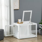 Medium Dog House with 2 Lockable Doors, Steel and MDF Cage, 80x50x56.5 cm, White