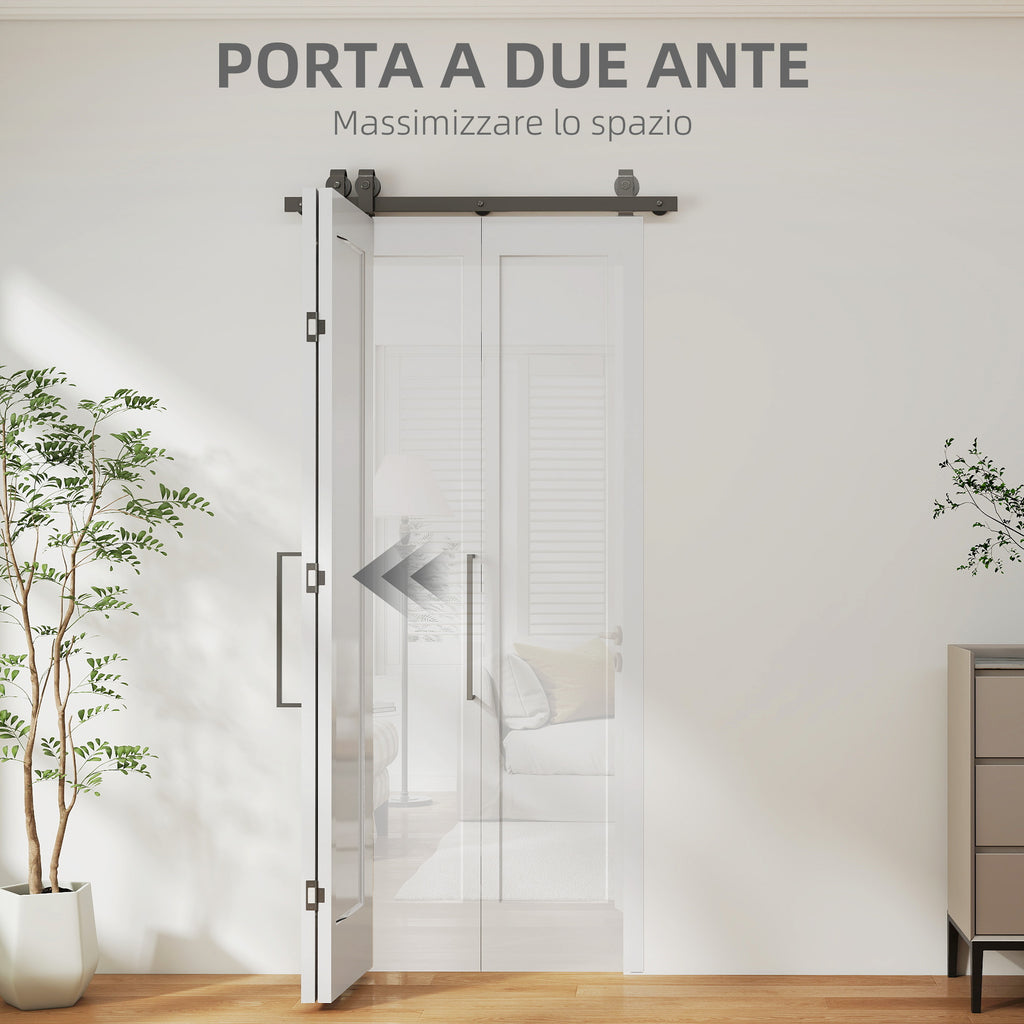 Sliding Folding Bifold Door with Paintable Surface, 90x210 cm, White