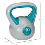 SPORTNOW 10kg Kettlebell in PU and Sand with Flat Base and Handle for Deadlifts, Squats and Lifts, 22x16x26 cm, Dark Green
