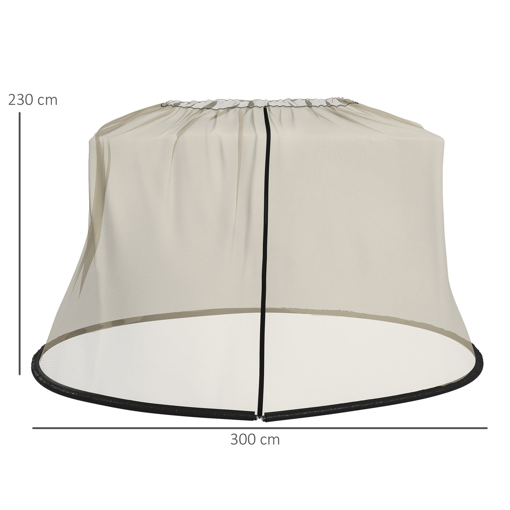 Mosquito Net for Umbrella 3x2.3 m Adjustable Dense Mesh with Zipper Opening, Beige