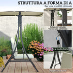 2 Seater Garden Swing with Adjustable Canopy and Cushions, 150x120x182 cm, Cream