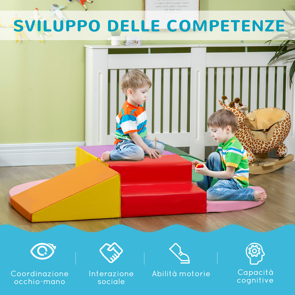 Soft Construction Set for Children 1-3 Years of 6 Pieces in Multicolored PU and EPE