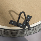 PE Rattan Dog and Cat Bed with Washable Plush Cushion, Φ60x32cm Dark Grey