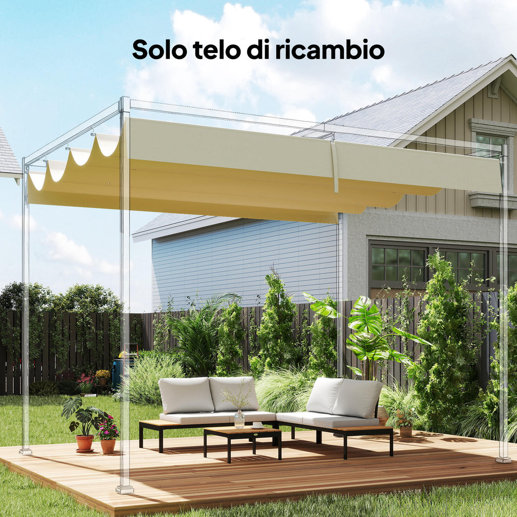 Outsunny Outdoor Pergola Cover Anti-UV in Beige Polyester with 8 Drainage Holes, 392x350 cm
