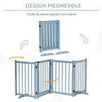 Folding Dog Gate for Small/Medium Dogs with 4 Wooden Panels and Door, 237.5 x 36 x 80 cm, Grey