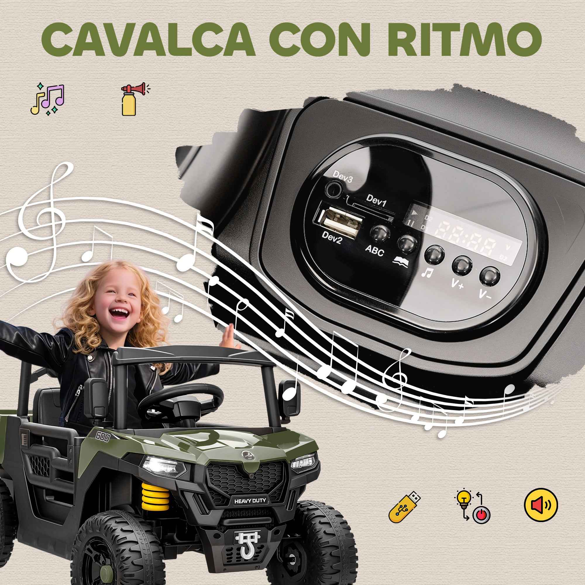 AIYAPLAY 12V Electric Ride-On Toy Car for Kids with Remote Control, Suspension, Trunk, and Music, Ages 3-8, Green
