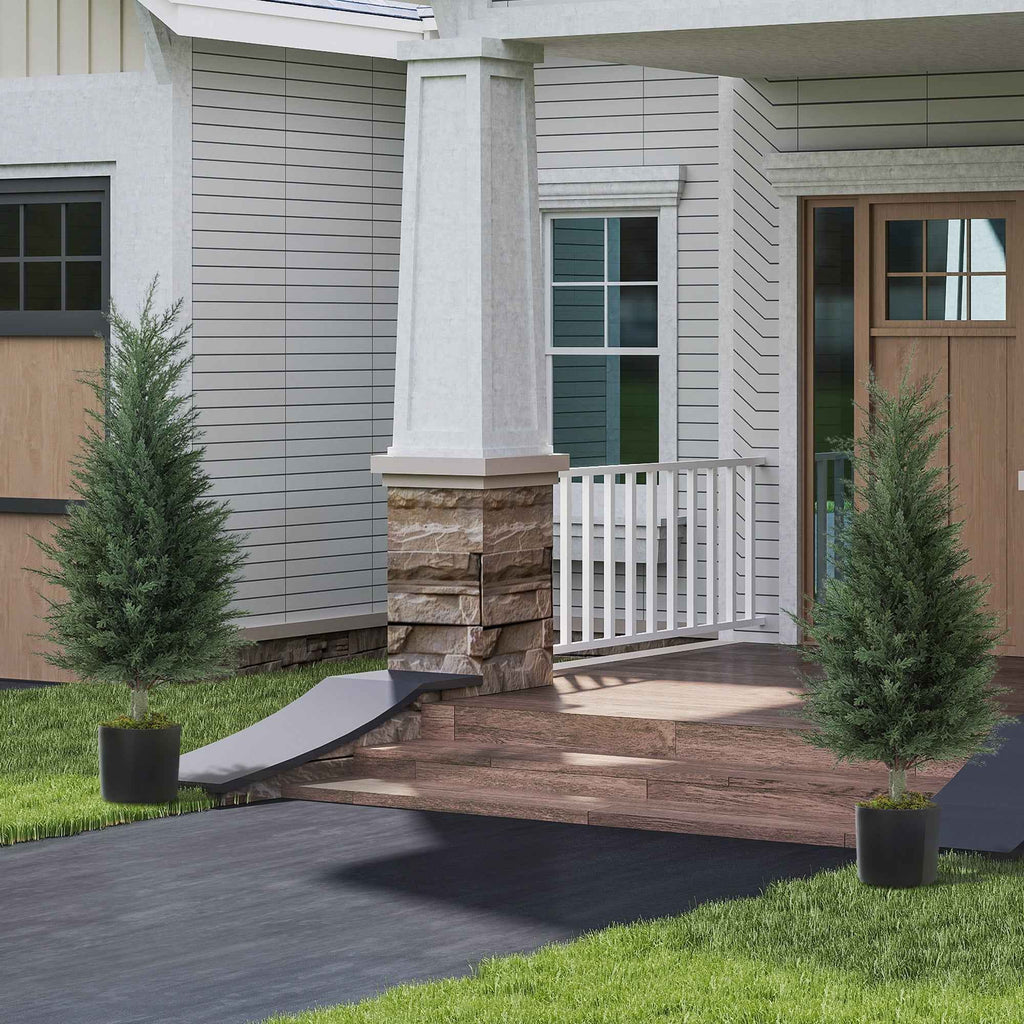 Outsunny Set of 2 Artificial Cypress Trees, UV-Resistant, Ø40x90 cm, Green