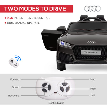 Homcom Children's electric machine 3-5 years Audi TT with remote control, opening goalkeeper and LED headlights, black - Borgè