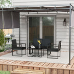 Outsunny garden set with 2 chairs, sofa and 2 tables with cushions and glass top, black - Borgè