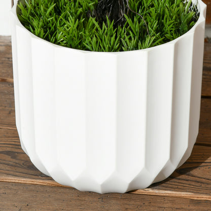 Homcom Set 2 Fake Plants of Cypress With Vases Ø12x16 cm, Moss and cement, in PE and plastic, green and white - Borgè