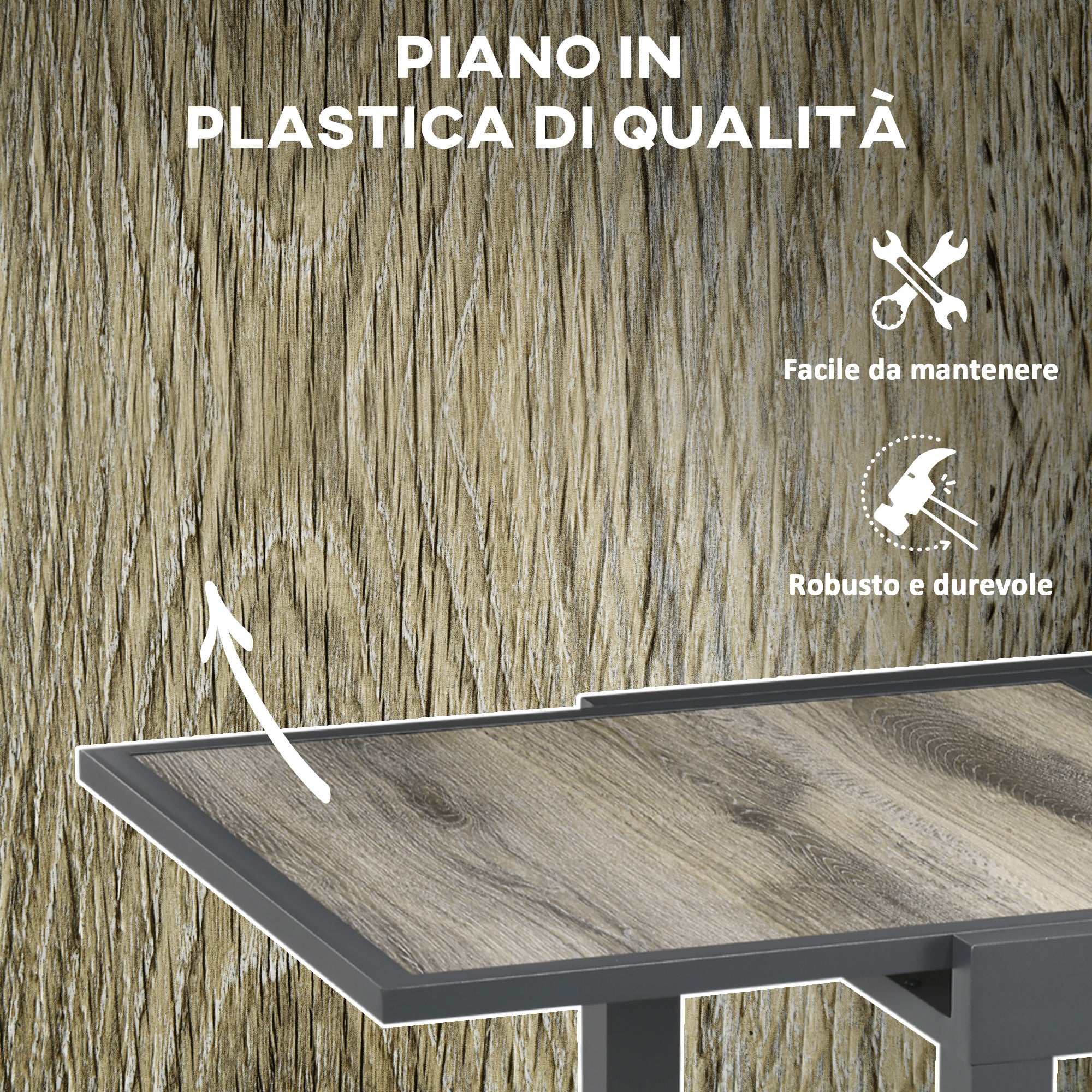 Outsunny Extendable Garden Table for 6 People in Plastic and Aluminum, 80/160x80x75 cm, Beige