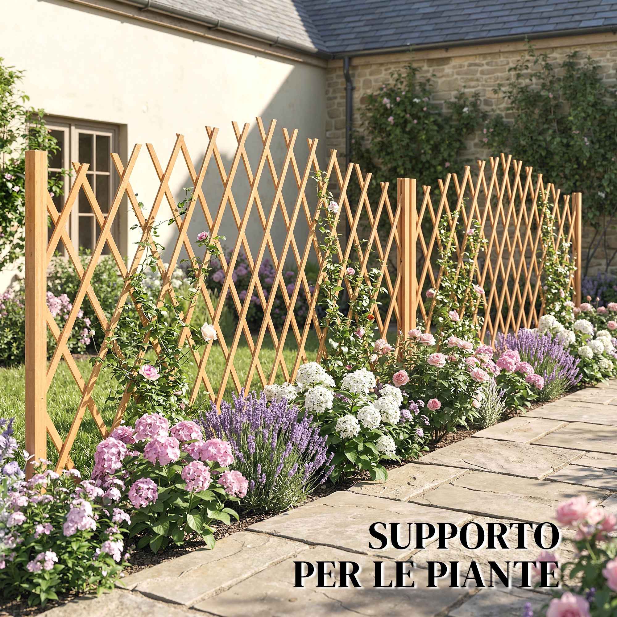 Outsunny 2-Panel Expandable Fence, Wooden Garden, 180x30x103 cm, Brown