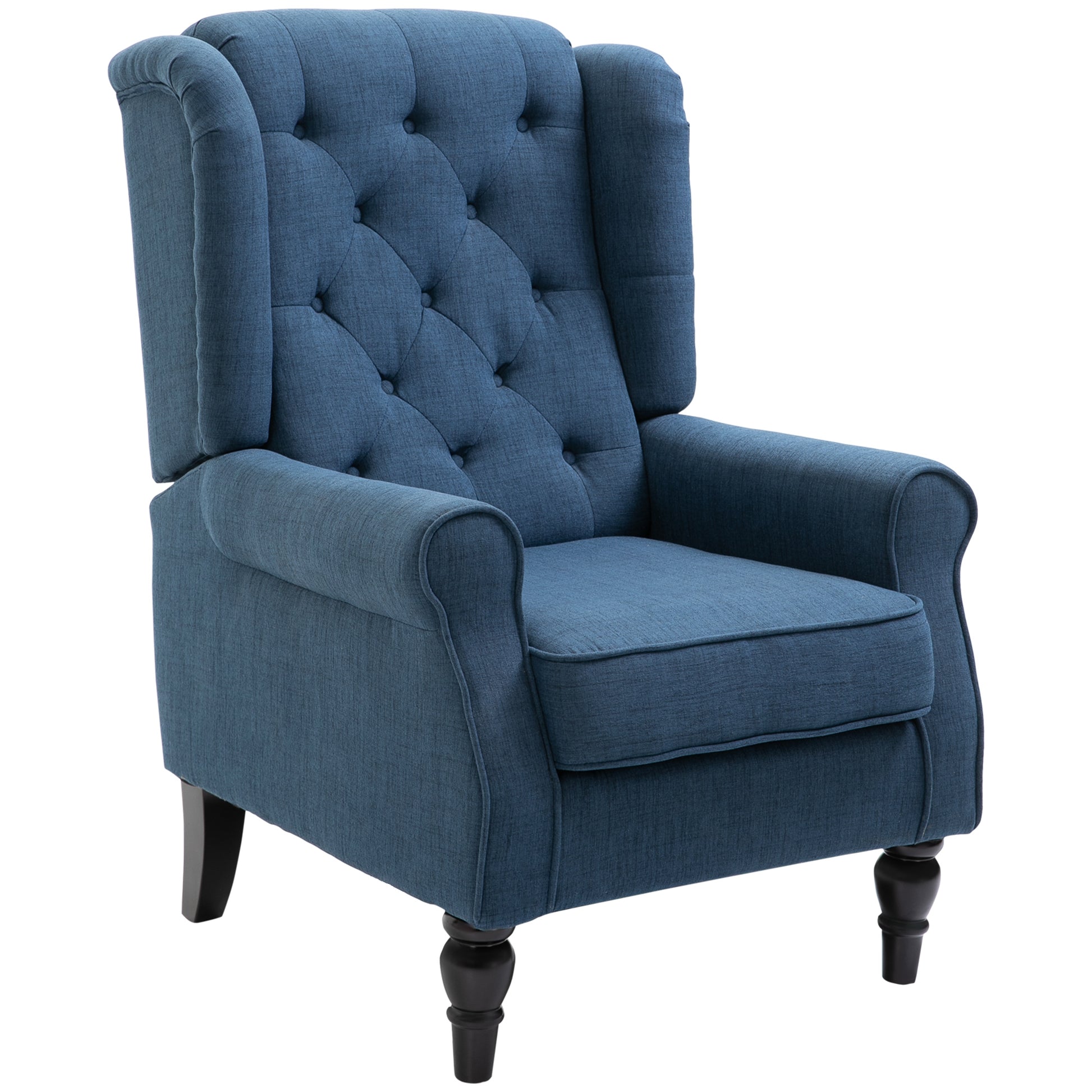 HOMCOM French Style Living Room Armchair with Padded Seat and Cushions, in Polyester, 74x86x102 cm, Blue - Borgè