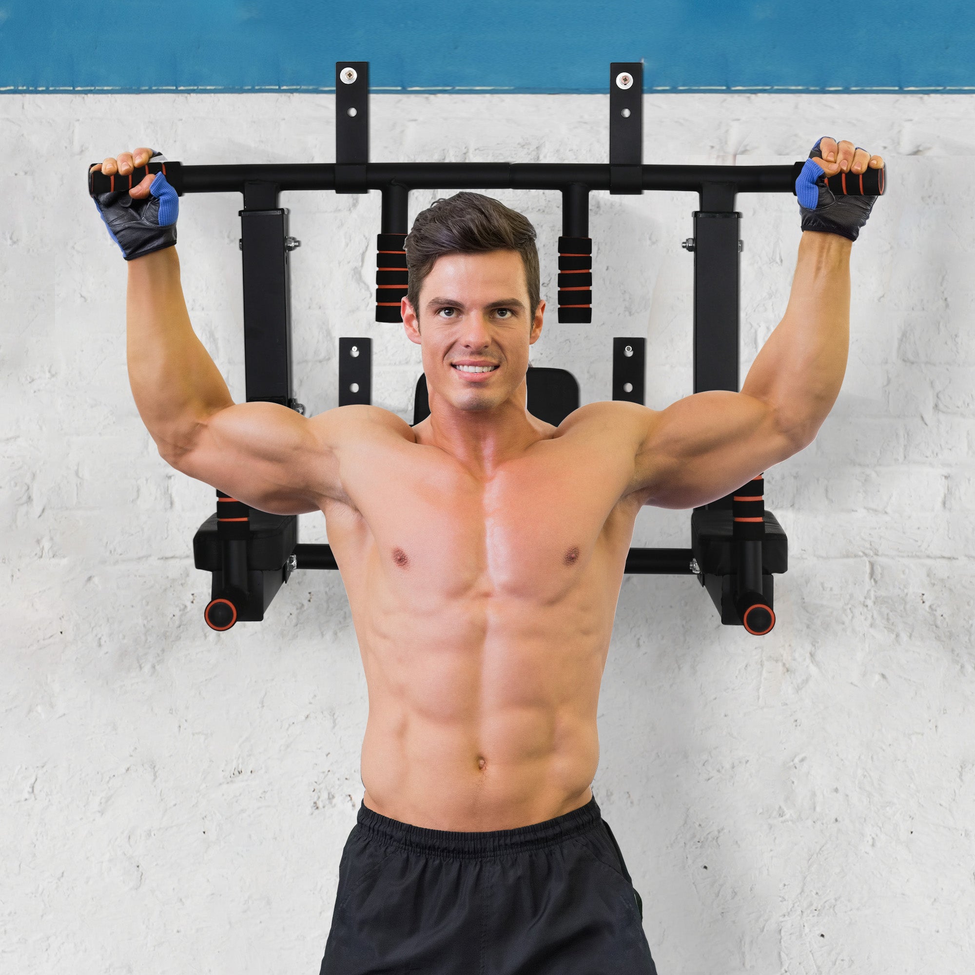 Wall-Mounted Steel Pull-Up Bar with Non-Slip Pads, Max Load 120kg, Black