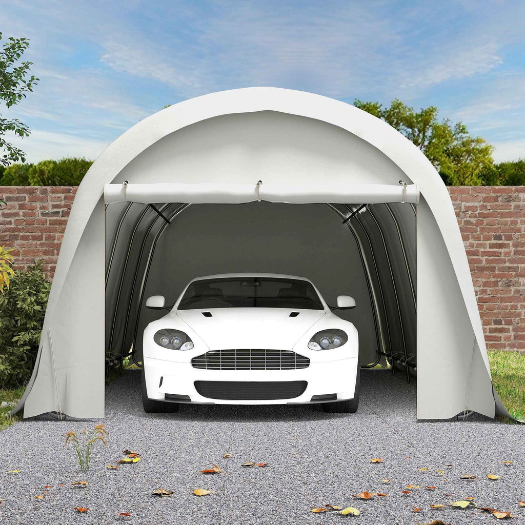 Outsunny Garage Car Awning Outdoor Garage UV50+ Galvanized Frame 3.6x7.2 m Cream