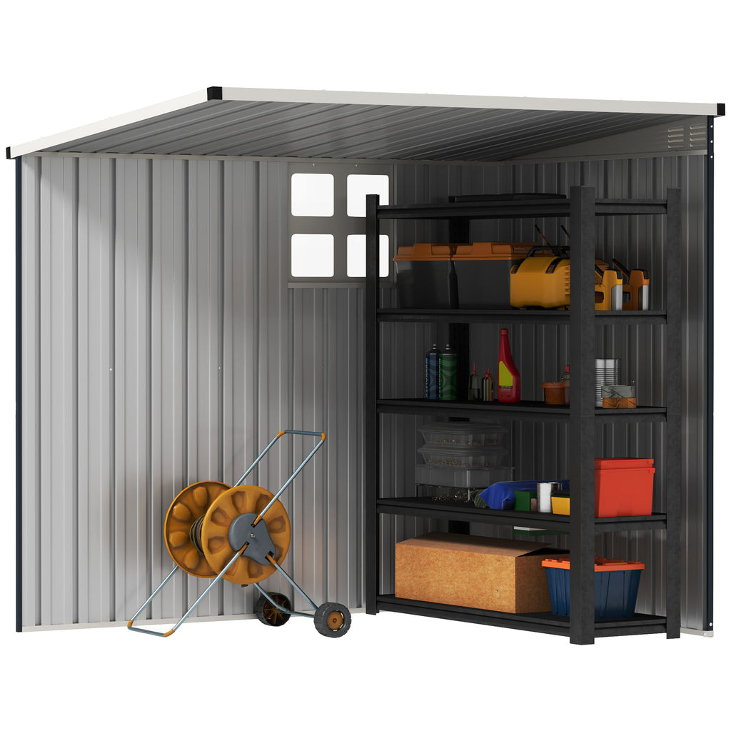 Steel Garden Shed 1.2x1.9 m with Lockable Door and Air Vents, Dark Gray