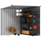 Steel Garden Shed 1.2x1.9 m with Lockable Door and Air Vents, Dark Gray