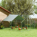 10.2m² Chicken Run for 10-15 Hens with Waterproof Roof, Steel and Fabric, 3x3.4x1.9 m, Silver