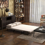 3-in-1 Velvet Fabric Sofa Bed with Adjustable Backrest and 2 Cushions, 102x73x81 cm, Beige